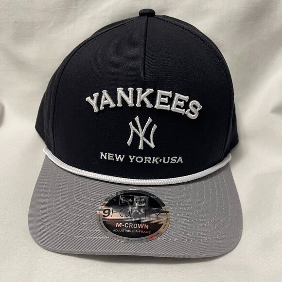 New York Yankees Hat Snapback New Era 9Forty Black Grey - Picture 1 of 5
